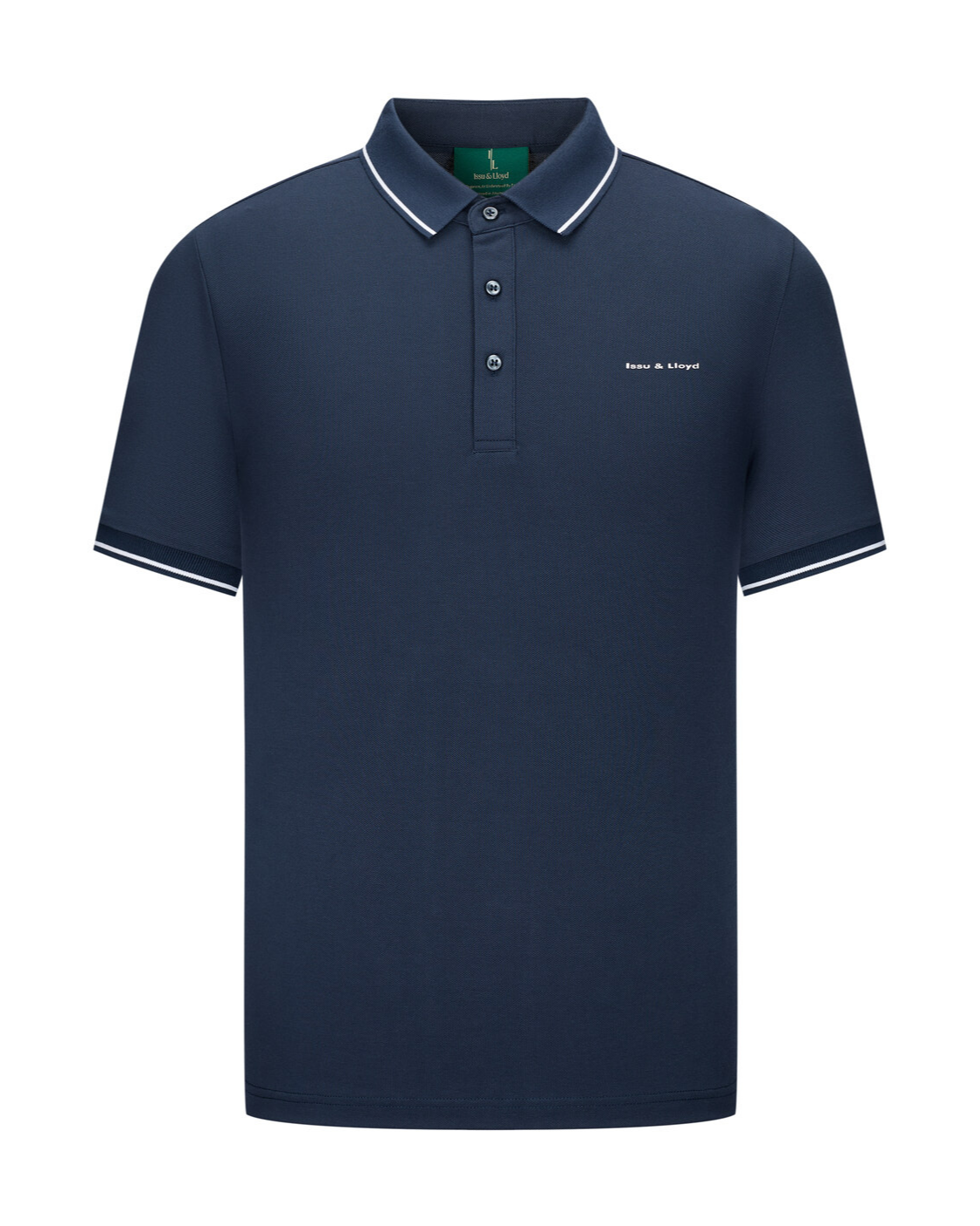 Atticus gestreepte katoenen polo met knopen voor heren in marineblauw – Issu & Lloyd