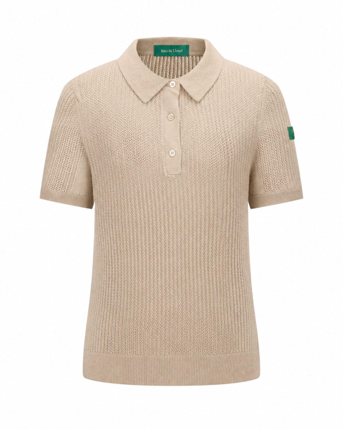 Augusta open gebreide polo van wol en cashmere voor dames in beige – Issu & Lloyd