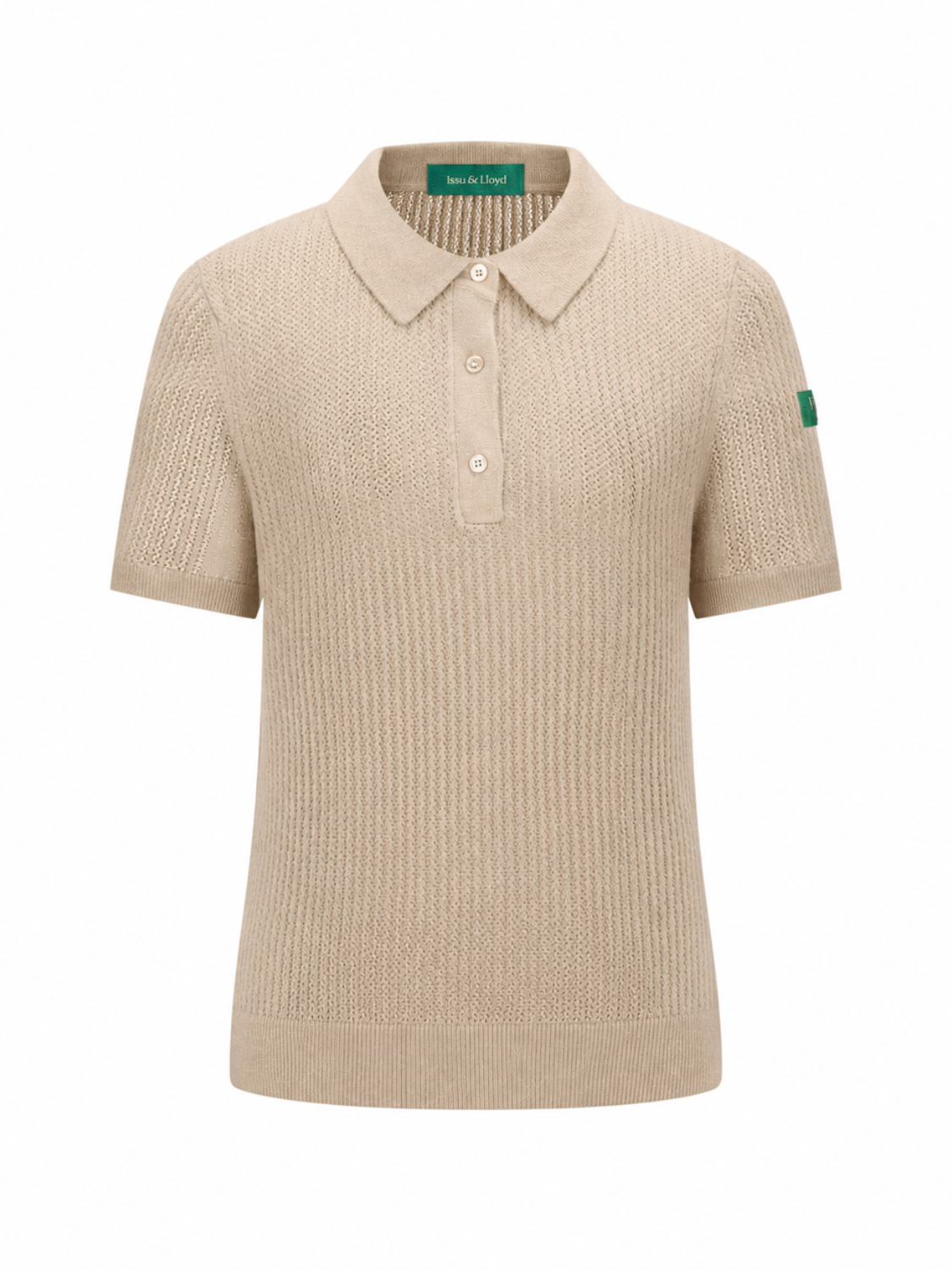 Augusta open gebreide polo van wol en cashmere voor dames in beige – Issu & Lloyd