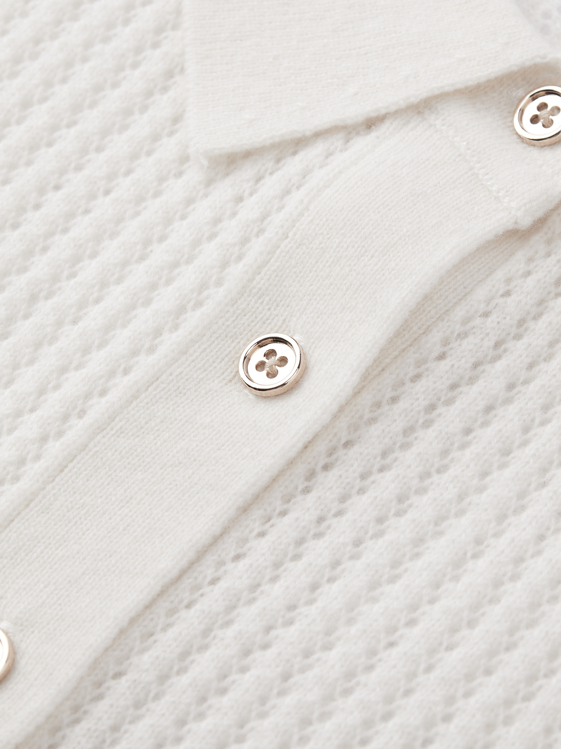 Augusta open gebreide polo van wol en cashmere voor dames in crème – Issu & Lloyd