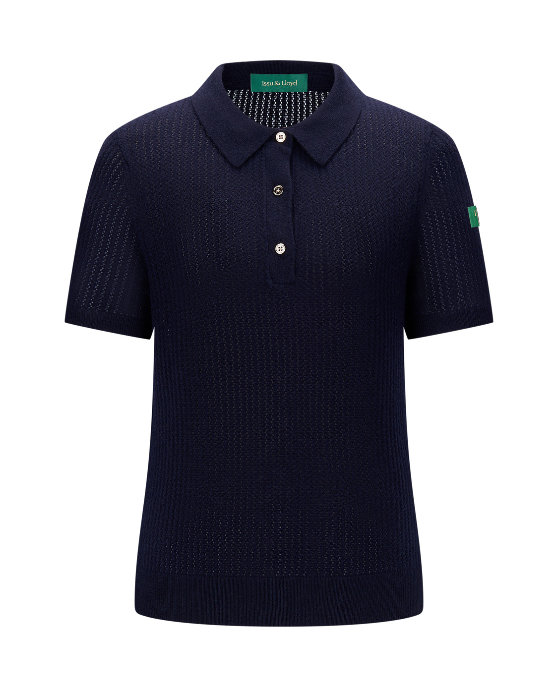 Augusta open gebreide polo van wol en cashmere voor dames in marineblauw – Issu & Lloyd