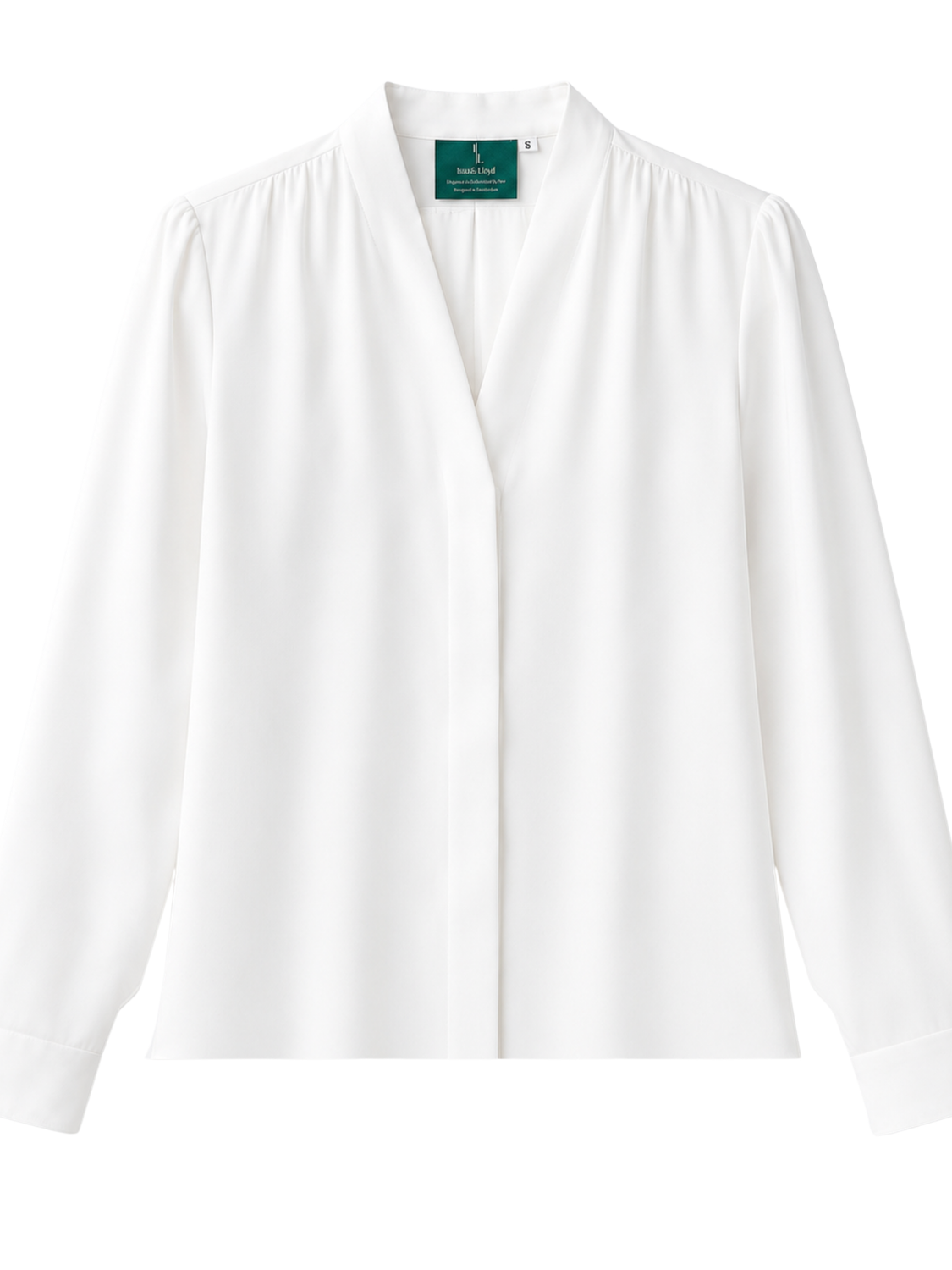 Cordelia blouse met V-hals en matte satijnlook voor dames in wit – Issu & Lloyd