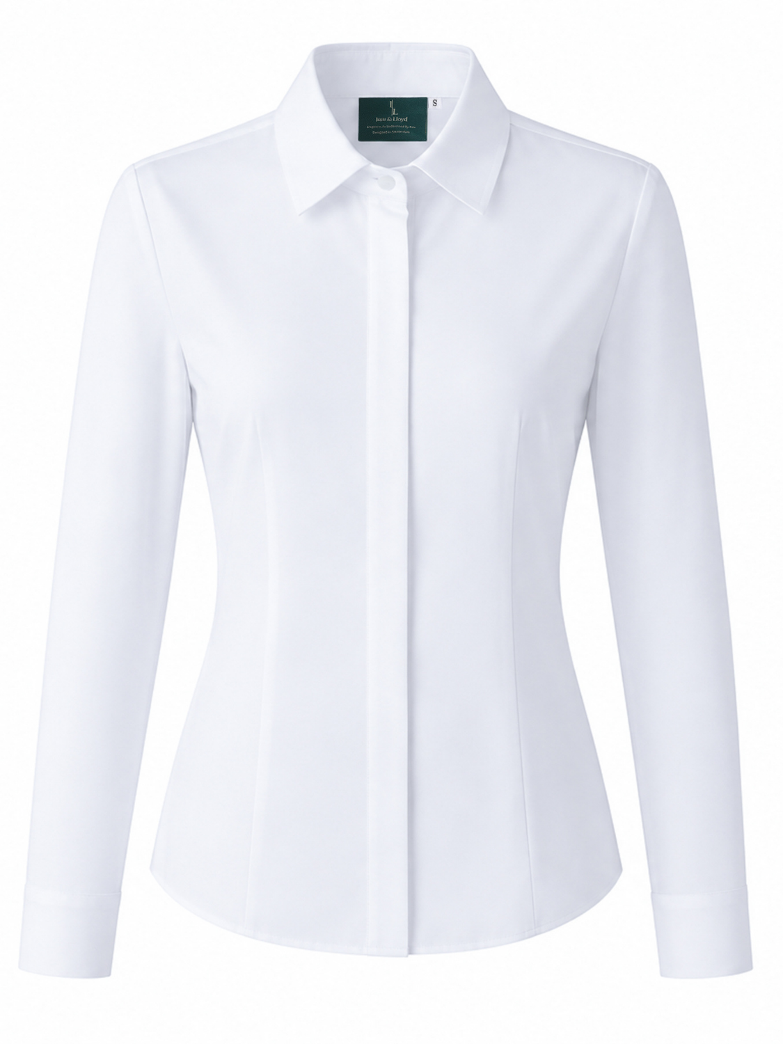 Delphine getailleerde blouse met coupenaden voor dames in wit – Issu & Lloyd