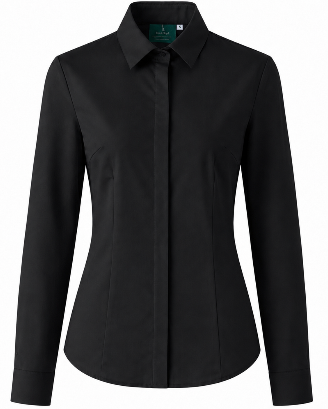 Delphine getailleerde blouse met coupenaden voor dames in zwart – Issu & Lloyd