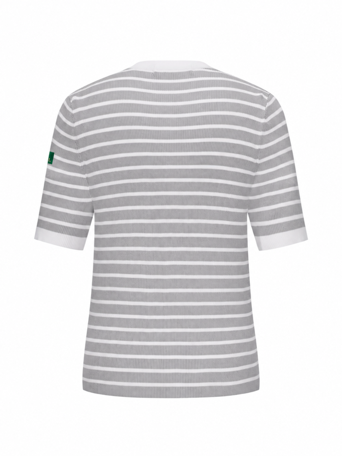 Fiori fijngebreid T-shirt met tweed-look en knopen voor dames in lichtgrijs gestreept – Issu & Lloyd