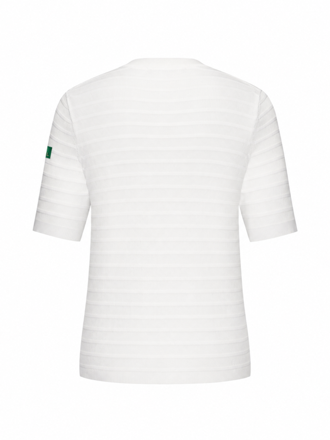 Fiori fijngebreid T-shirt met tweed-look en knopen voor dames in wit – Issu & Lloyd