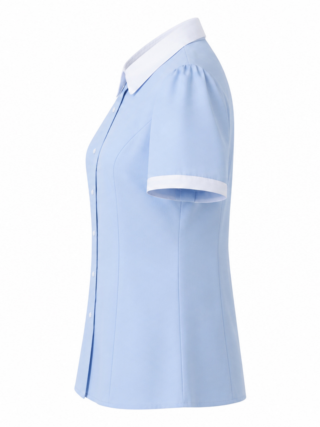 Helena getailleerde blouse met korte mouw voor dames in lichtblauw – Issu & Lloyd