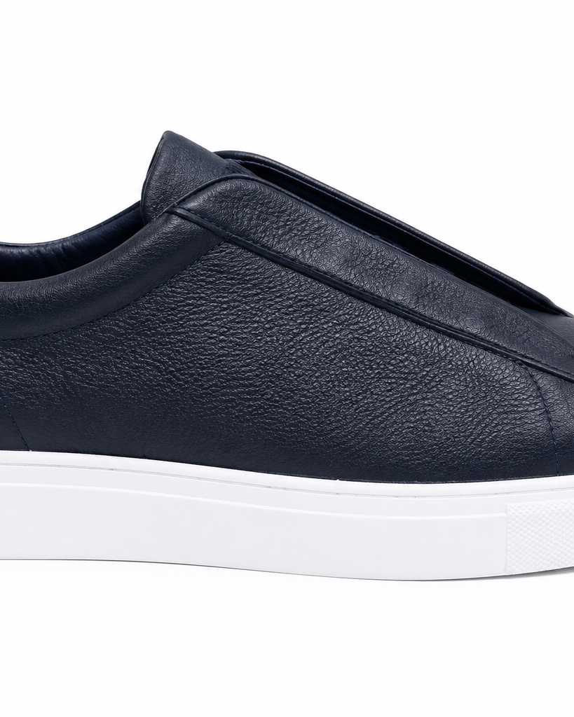 Ignatius leren sneaker van nerfleer voor heren in marineblauw – Issu & Lloyd