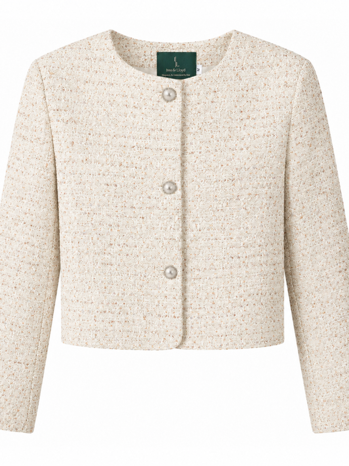 Lavinia cropped tweed jasje voor dames in crème – Issu & Lloyd