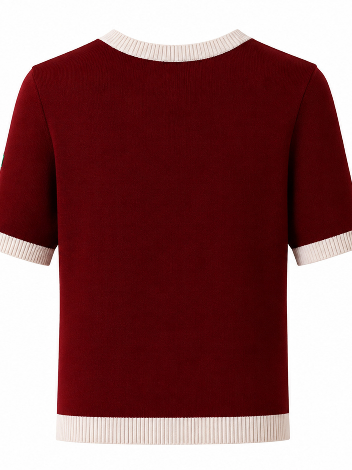 Lenora fijngebreid tweekleurig T-shirt met tweed-look voor dames in bordeaux – Issu & Lloyd