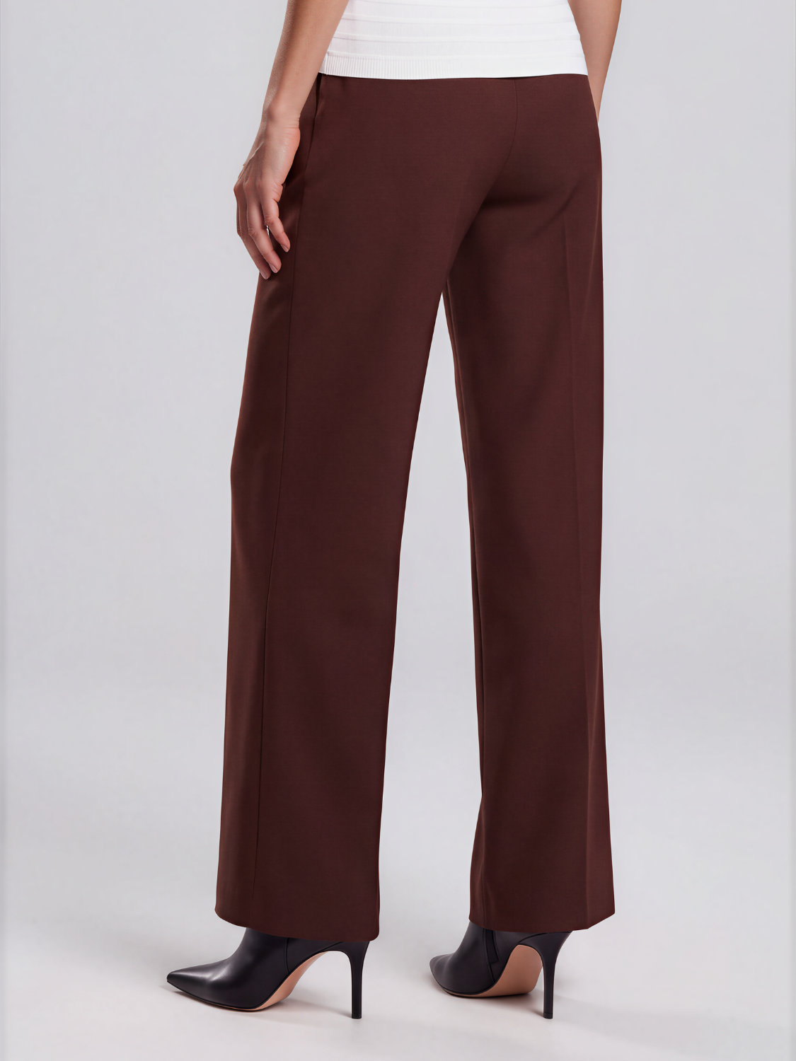 Philippa ultra high-waist pantalon met plooien voor dames in bruin – Issu & Lloyd