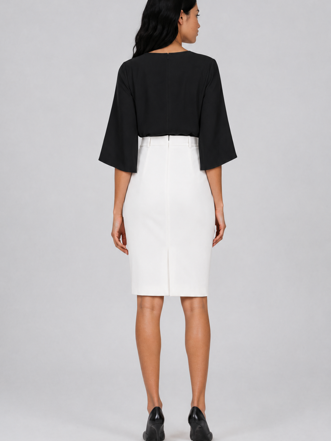 Rosa elegante rok op kniehoogte voor dames in wit – Issu & Lloyd