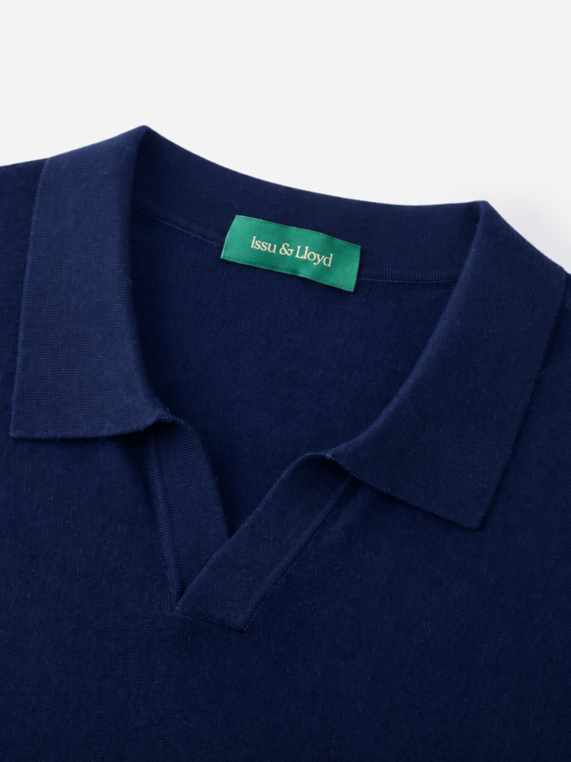 Trenton open polo van merinowol voor heren in marineblauw – Issu & Lloyd
