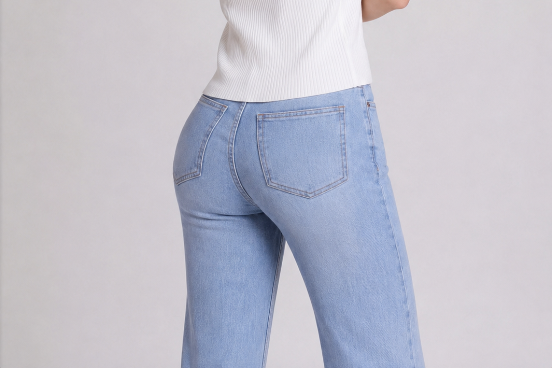 Adelaide high-waist contour-fit jeans voor dames in lichtblauw – Issu & Lloyd