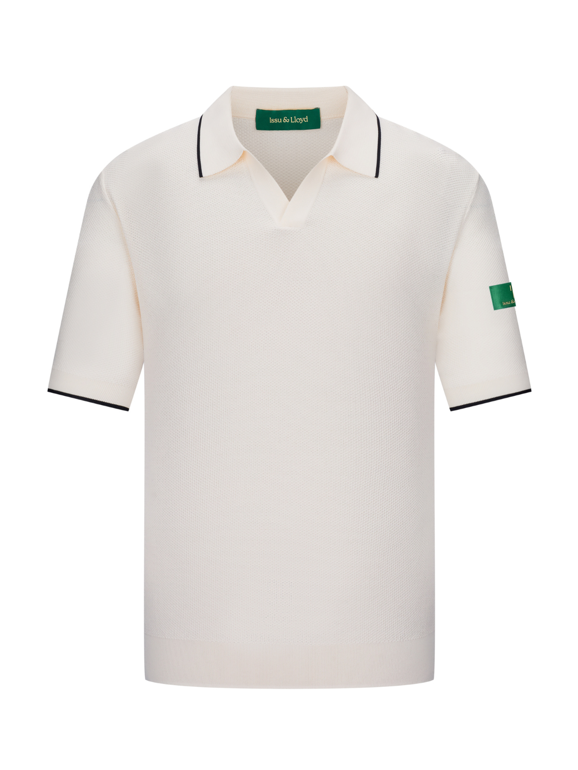 Alistair gebreide piqué polo met streepdetail voor heren in crème – Issu & Lloyd