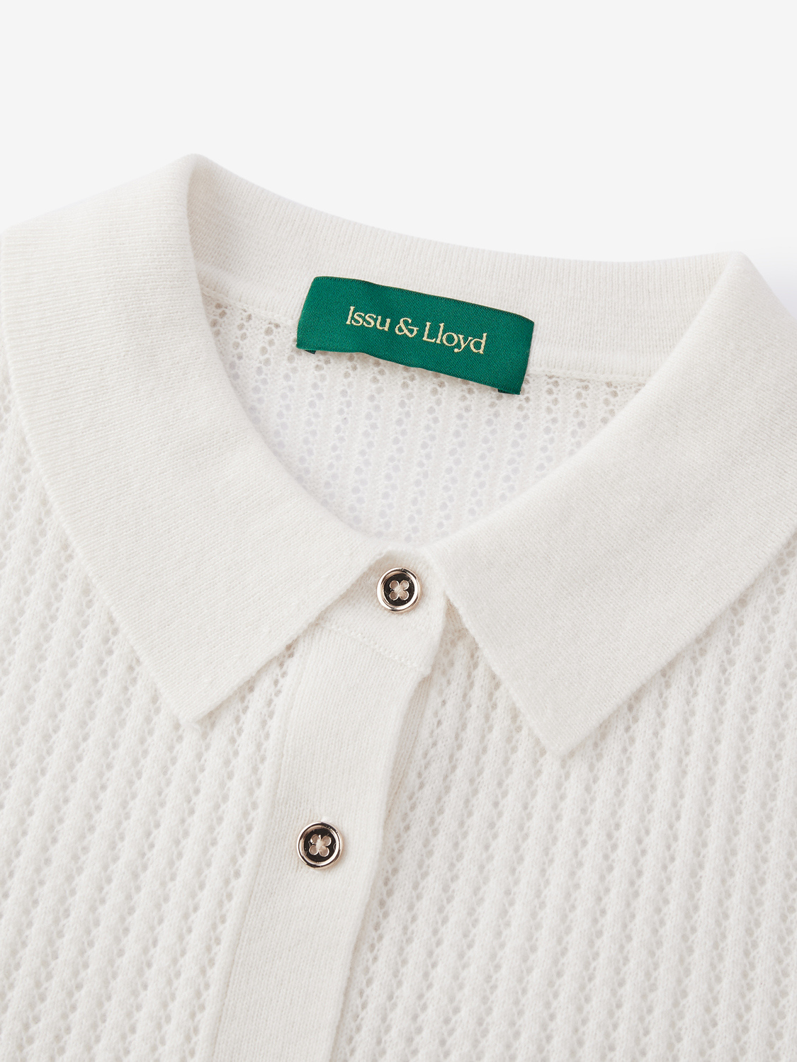 Augusta open gebreide polo van wol en cashmere voor dames in crème – Issu & Lloyd