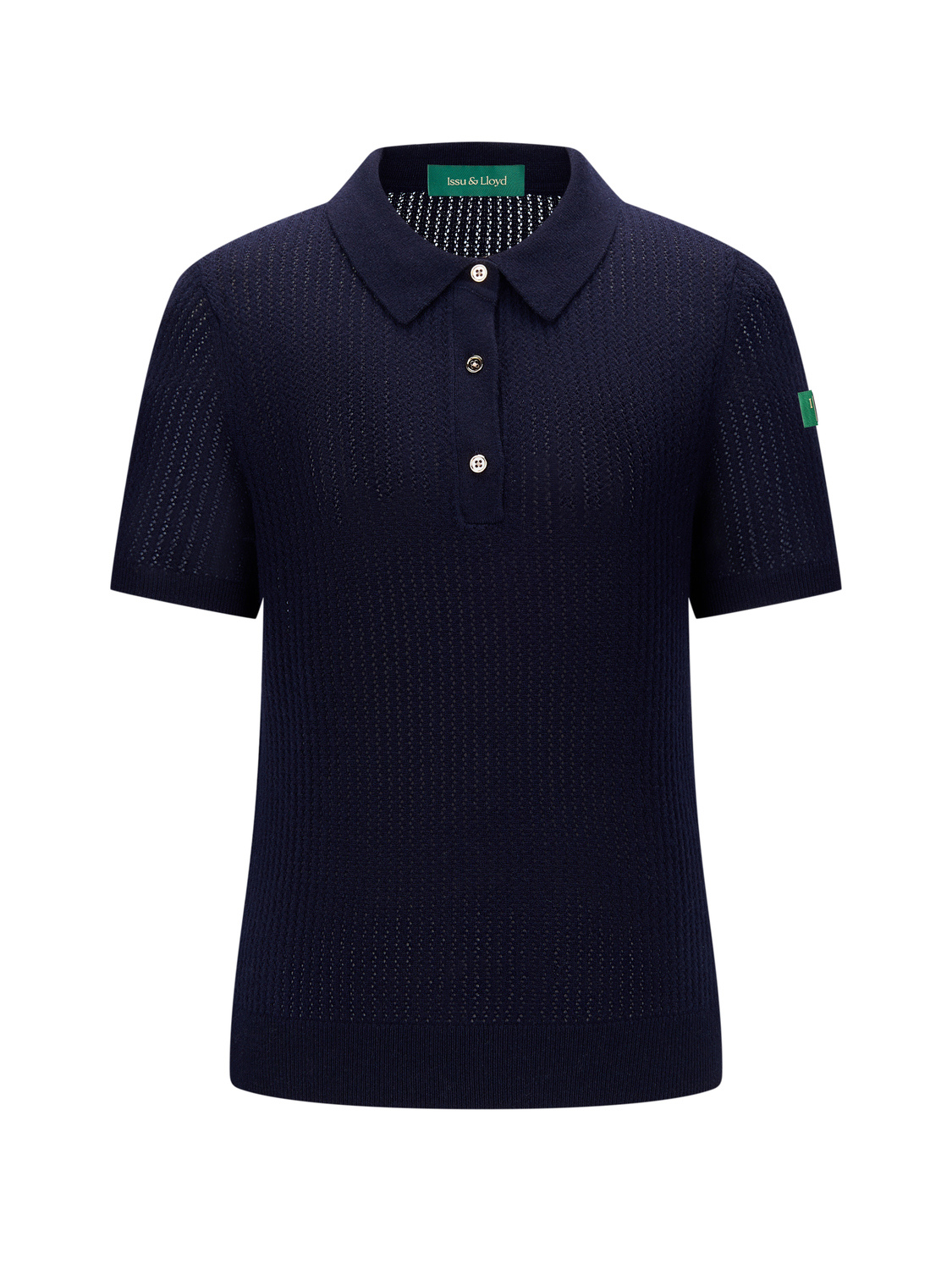Augusta open gebreide polo van wol en cashmere voor dames in marineblauw – Issu & Lloyd