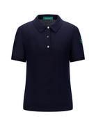 Augusta open gebreide polo van wol en cashmere voor dames in marineblauw – Issu & Lloyd