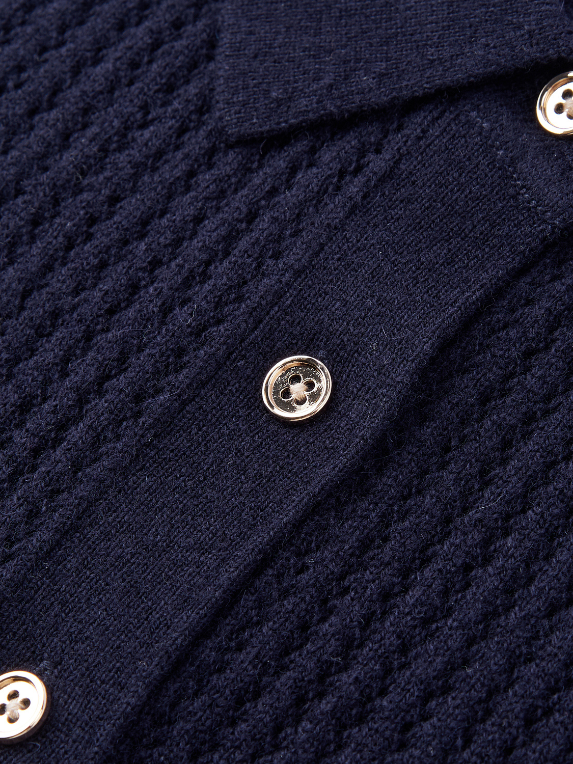 Augusta open gebreide polo van wol en cashmere voor dames in marineblauw – Issu & Lloyd