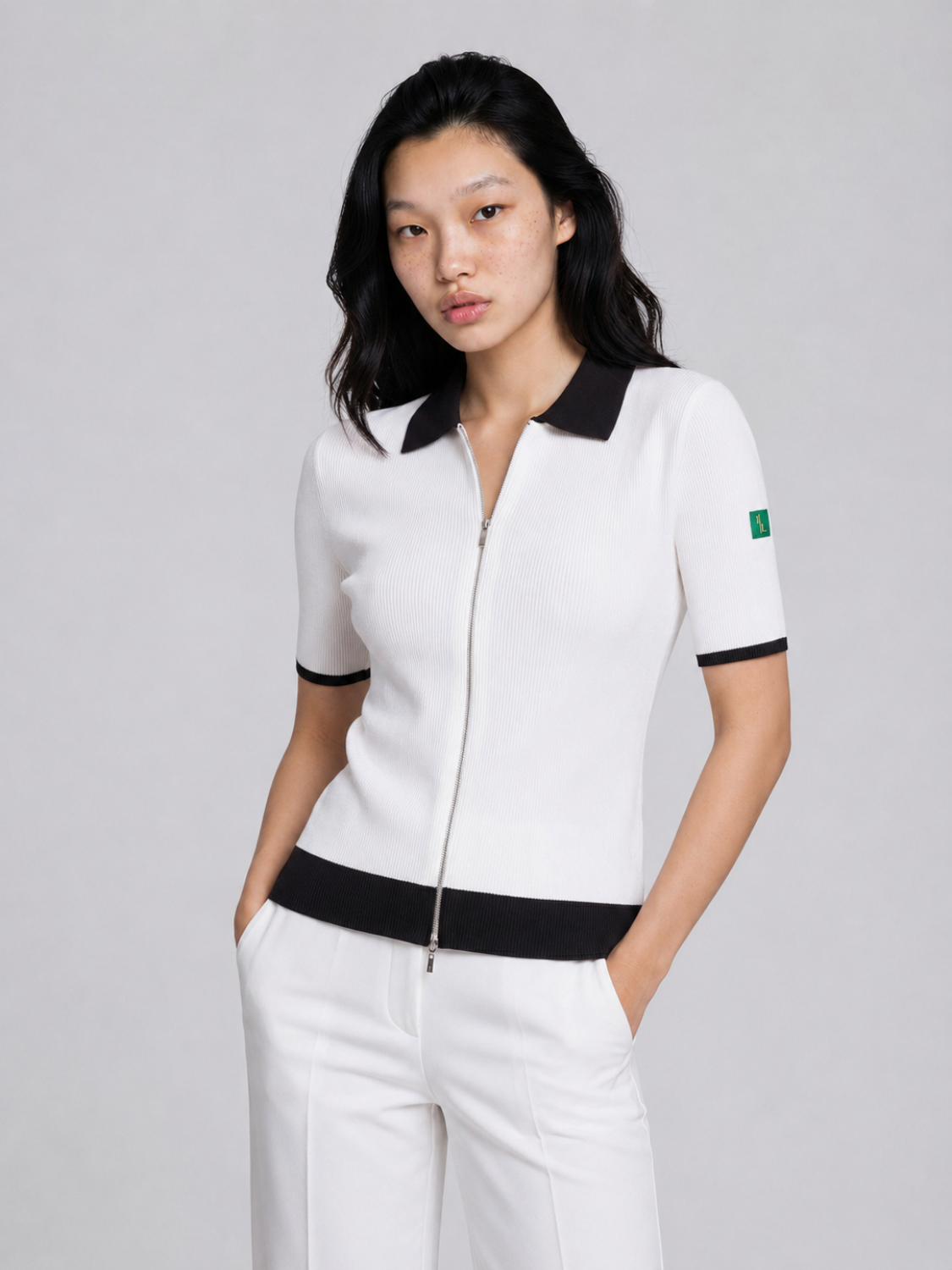 Eleanor geribd gebreid vest voor dames in wit – Issu & Lloyd