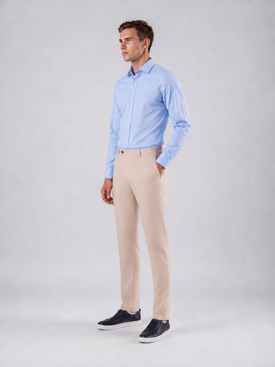 Hamilton katoenen overhemd met Italiaanse kraag voor heren in lichtblauw – Issu & Lloyd
