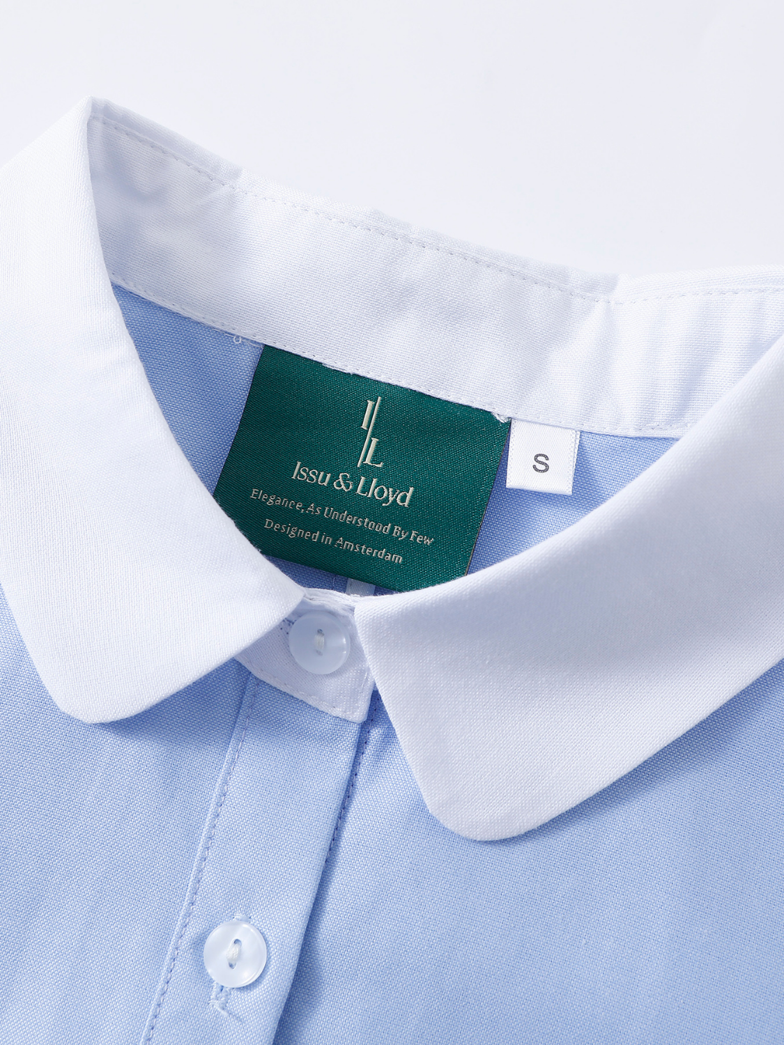 Helena getailleerde blouse met korte mouw voor dames in lichtblauw – Issu & Lloyd