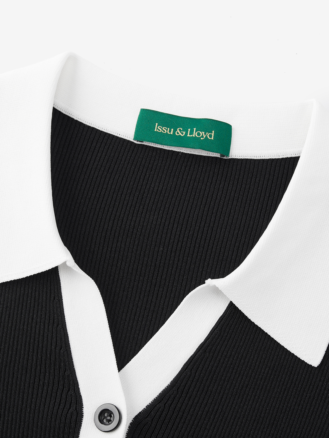 Josephine gebreide polo met V-hals voor dames in zwart – Issu & Lloyd