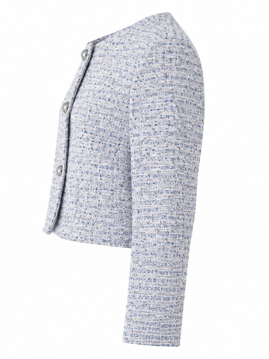 Lavinia cropped tweed jasje voor dames in gletsjerblauw – Issu & Lloyd