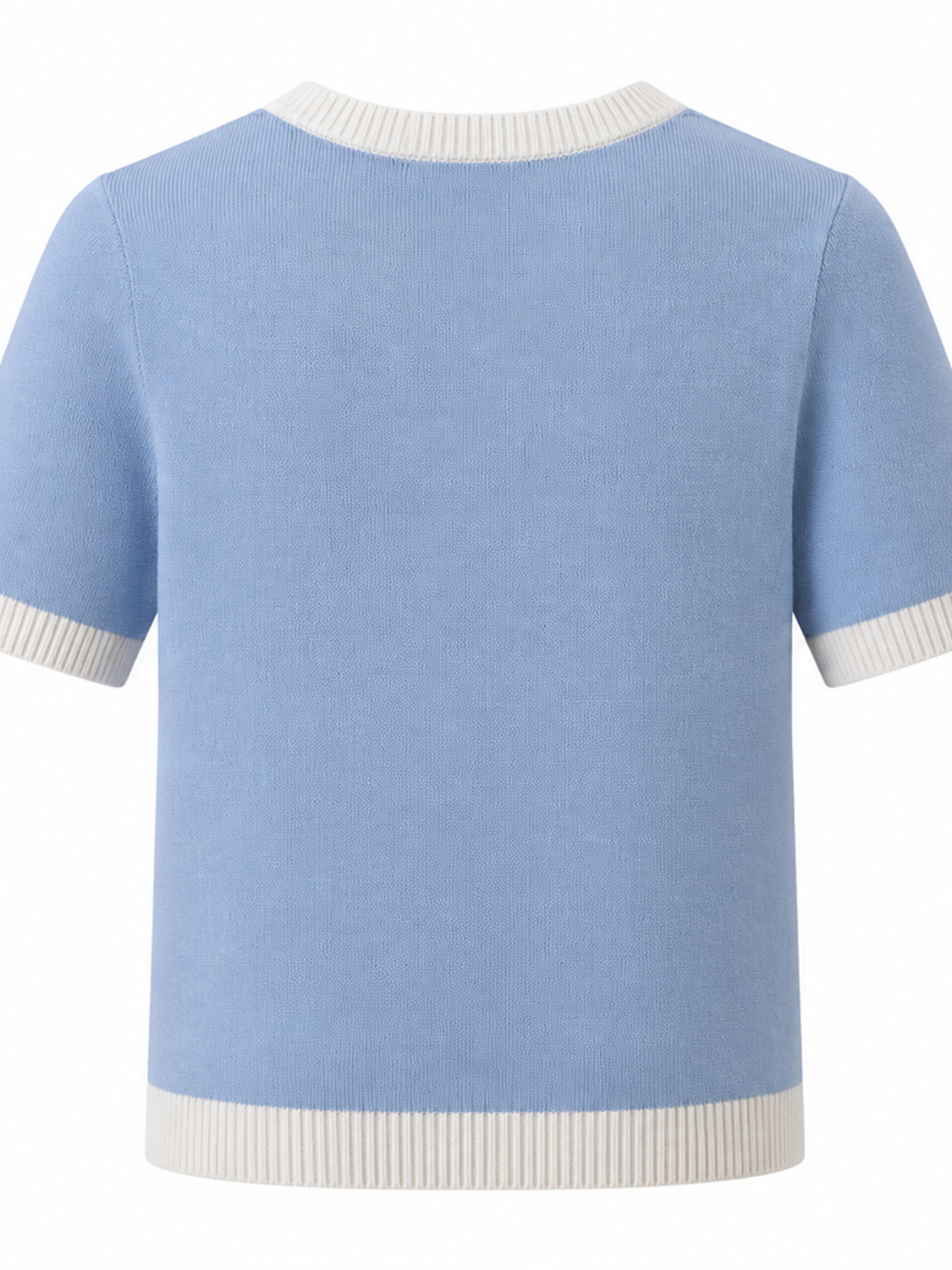 Lenora fijngebreid tweekleurig T-shirt met tweed-look voor dames in lichtblauw – Issu & Lloyd