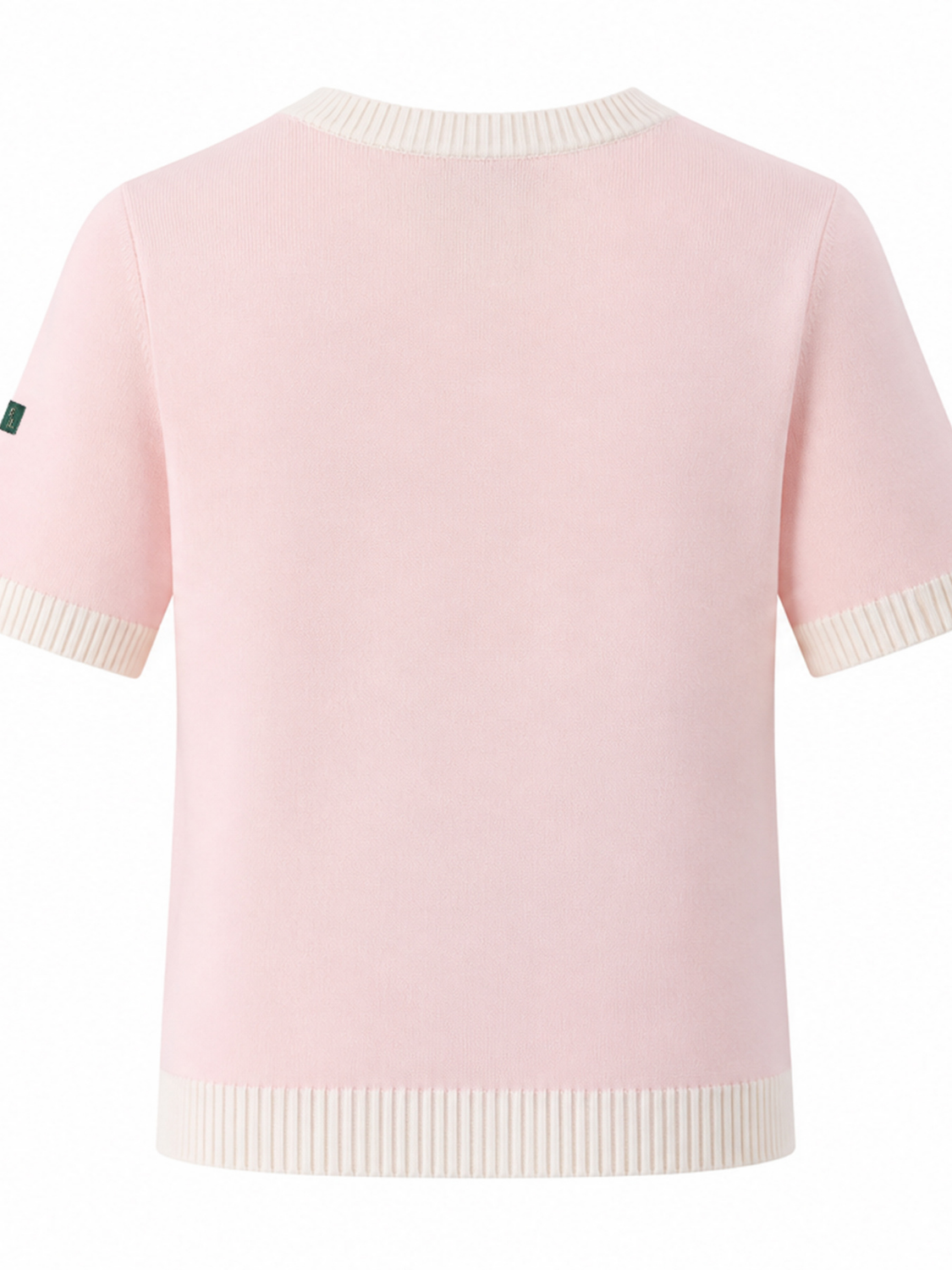Lenora fijngebreid tweekleurig T-shirt met tweed-look voor dames in roze – Issu & Lloyd