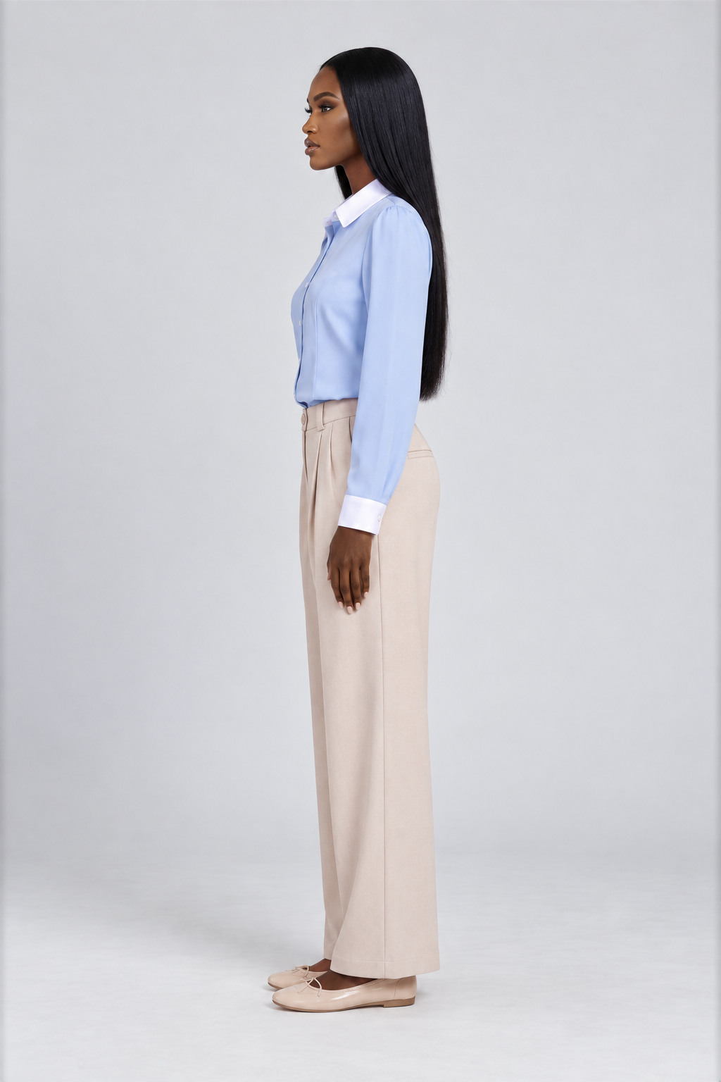 Philippa ultra high-waist pantalon met plooien voor dames in beige – Issu & Lloyd