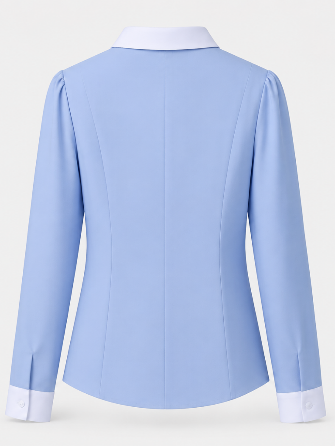 Seraphine getailleerde blouse met witte kraag en manchetten voor dames in lichtblauw – Issu & Lloyd